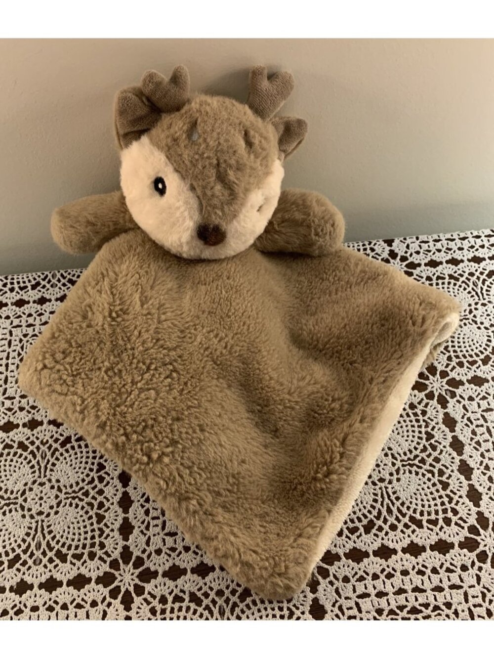 Linzy Toys Reindeer Lovey Security Blanket Baby Blankie Soothing 14 Inch Tan
